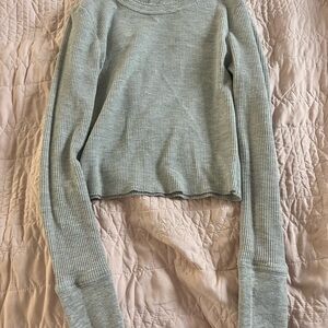 Light Gray Ribbed Long Sleeve Top